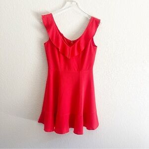 ASOS Red Mini Dress V Neck and Back Fit and Flare Size 6